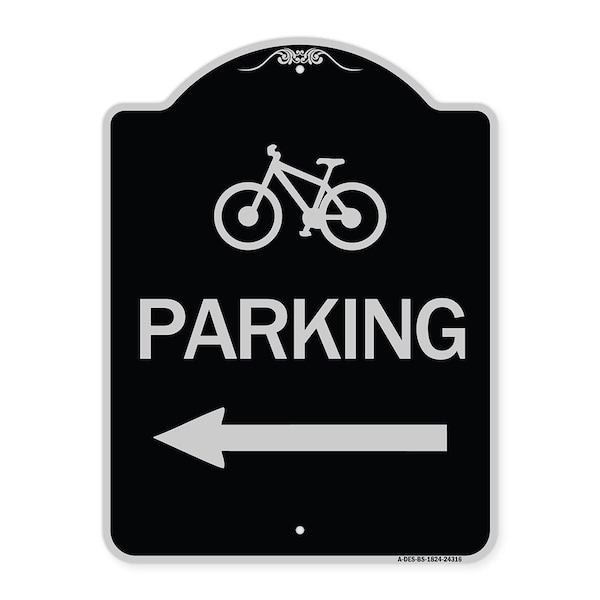 Signmission Bicycle Symbol Parking Left Arrow Heavy-Gauge Aluminum Architectural Sign, 24" x 18", BS-1824-24316 A-DES-BS-1824-24316 - main